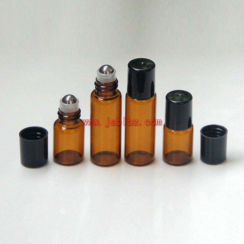 滚珠精油瓶走珠瓶厂家定制加工蓝色茶色白色透
