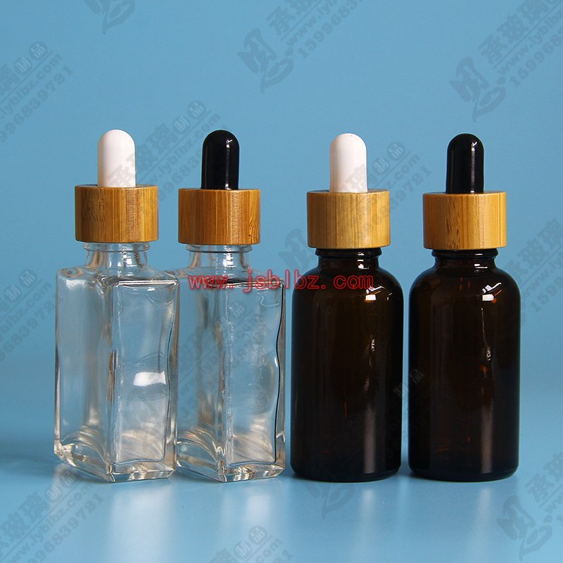 30ml竹制胶头滴管盖玻璃滴管瓶化妆品包装瓶