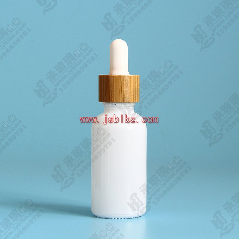 高端化妆品包装瓶喷涂瓷白色玻璃滴管瓶