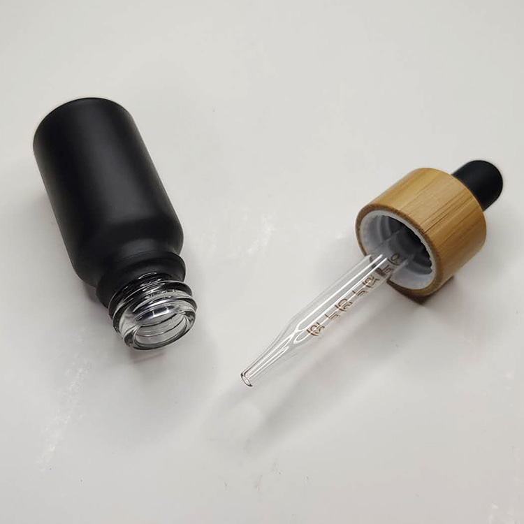 10ml黑色磨砂玻璃滴管瓶配竹子胶头滴管盖